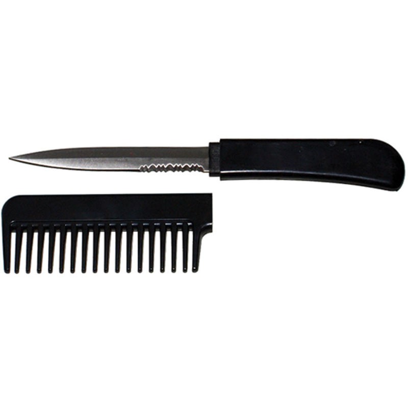 Hidden Comb Knife - Black/Serrated
