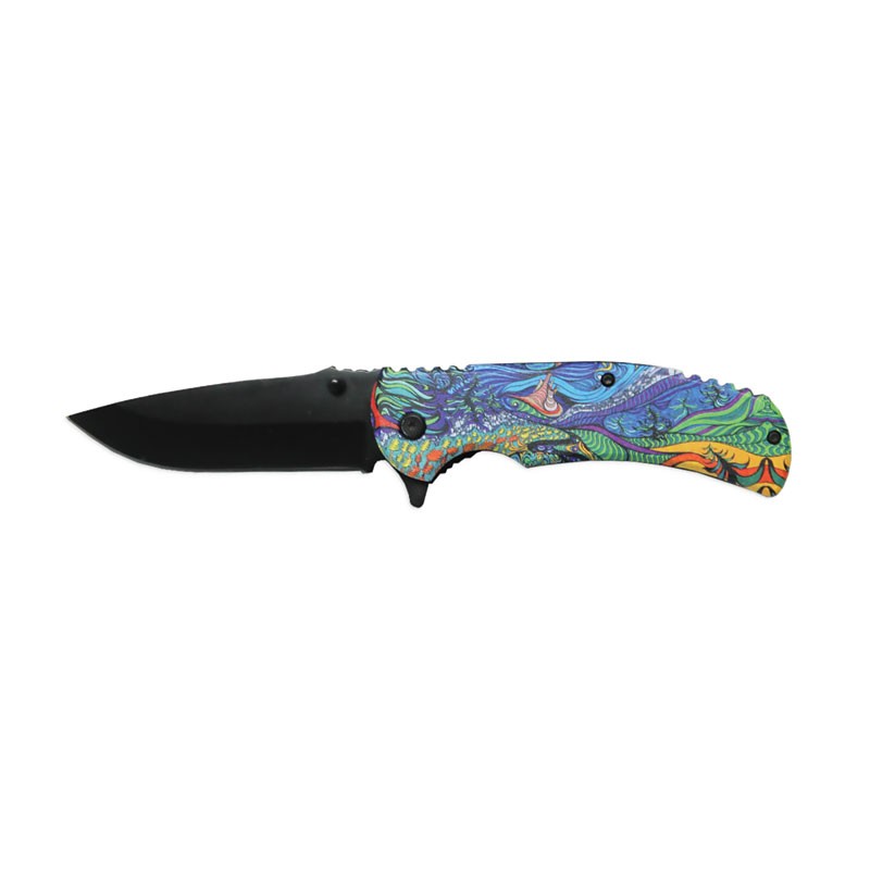 Splash of Brilliance Assisted Opening Folding Knife - Oceanic Swirl