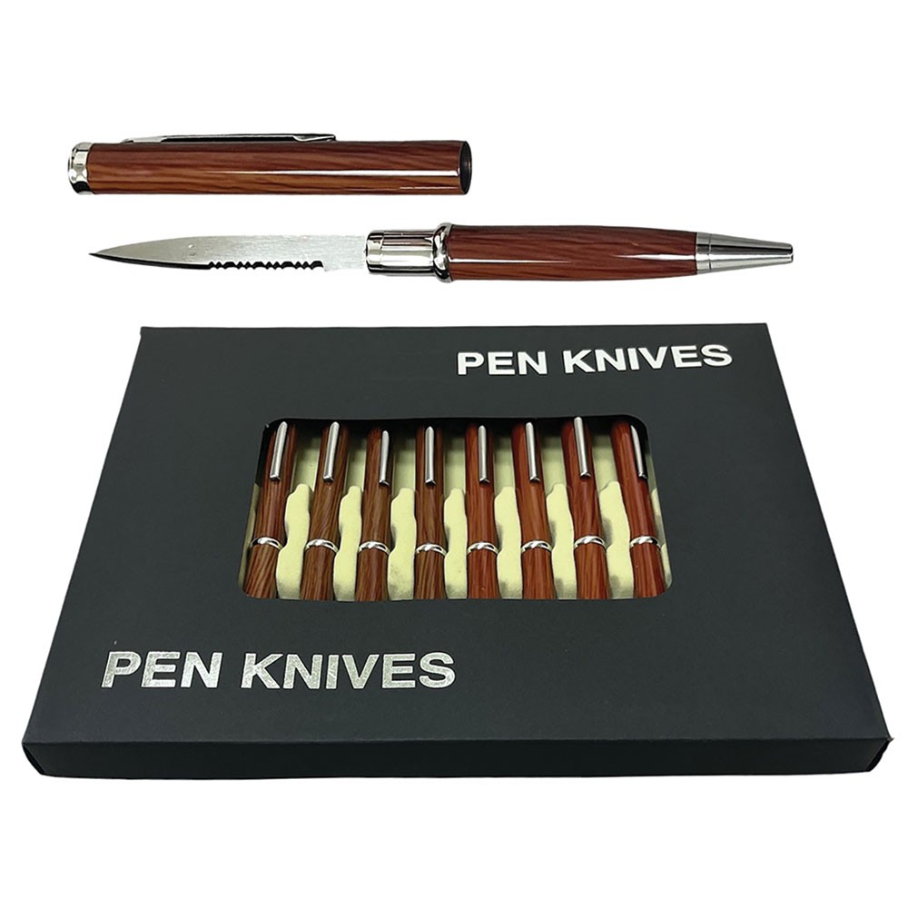 Guardian's Secret - 12-Piece Wood-Finish Pen Knife Display Set