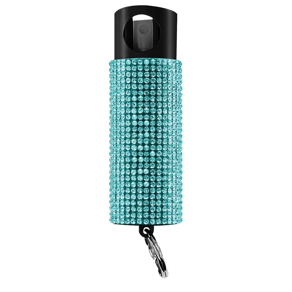 Stylish Bling Pepper Spray: Defense Meets Dazzle - Teal Rhinestone