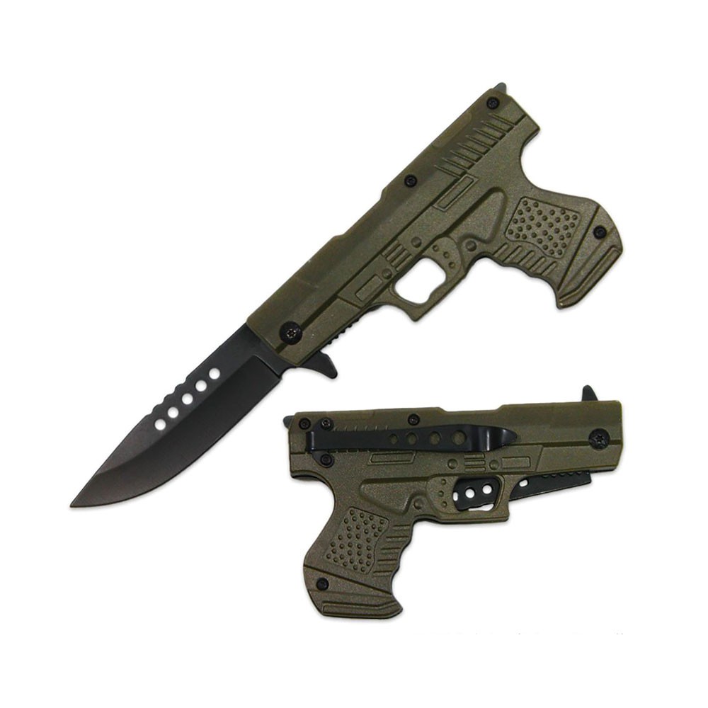 Tactical Precision: OD Green Gun-Handle Assist-Open Folding Knife