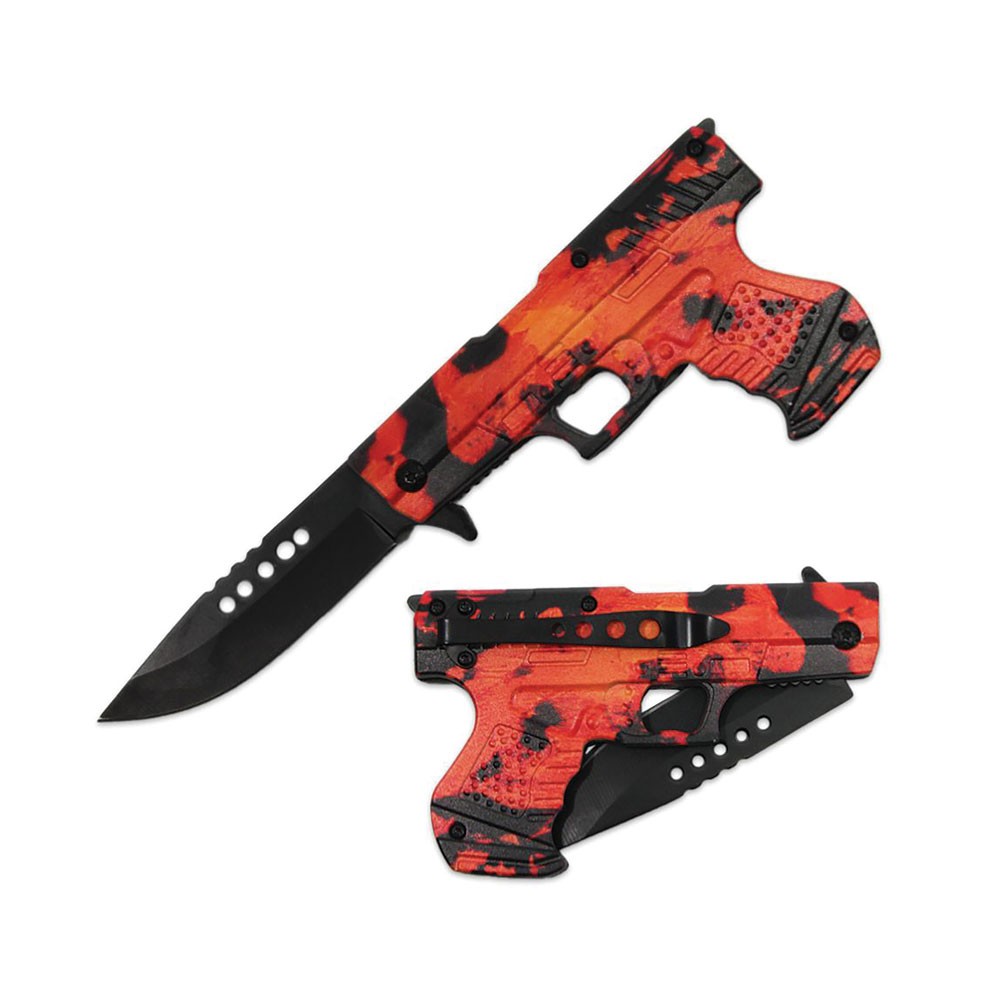 Bold and Tactical: Orange Gun-Handle Assist-Open Folding Knife