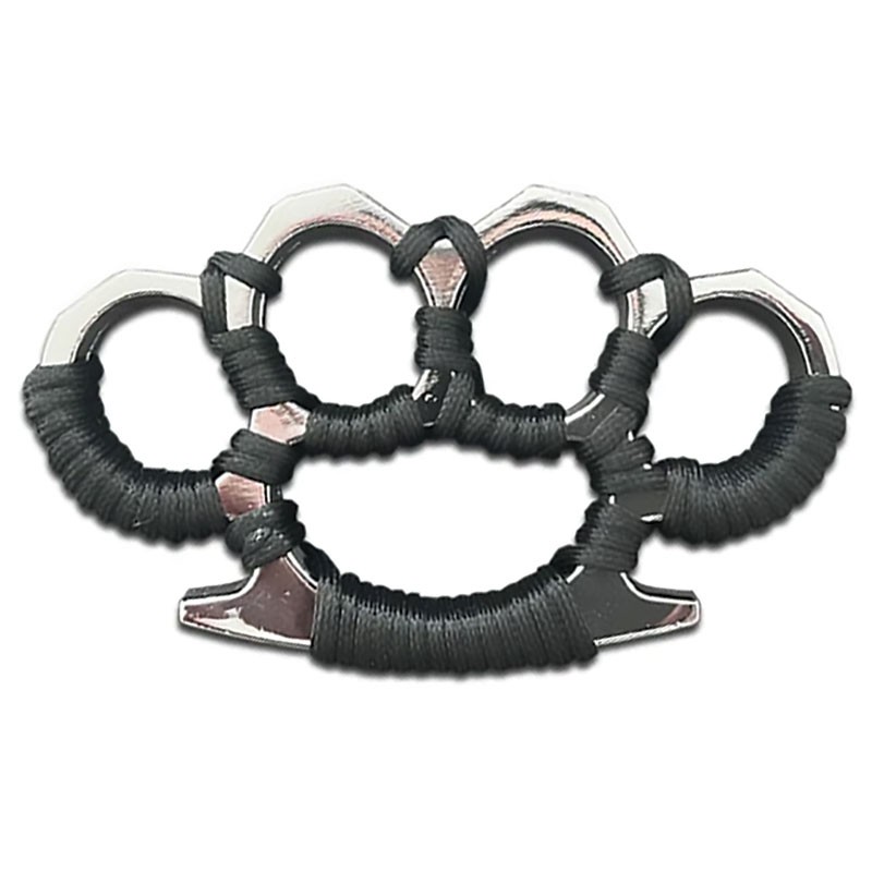 GripMaster Cord-Wrapped Metal Knuckles - Enhanced Hold, Tactical Defense - Silver