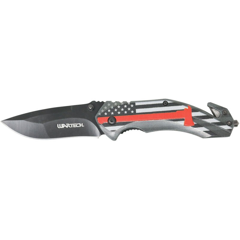 Red Line Firefighter American Flag Rescue Knife