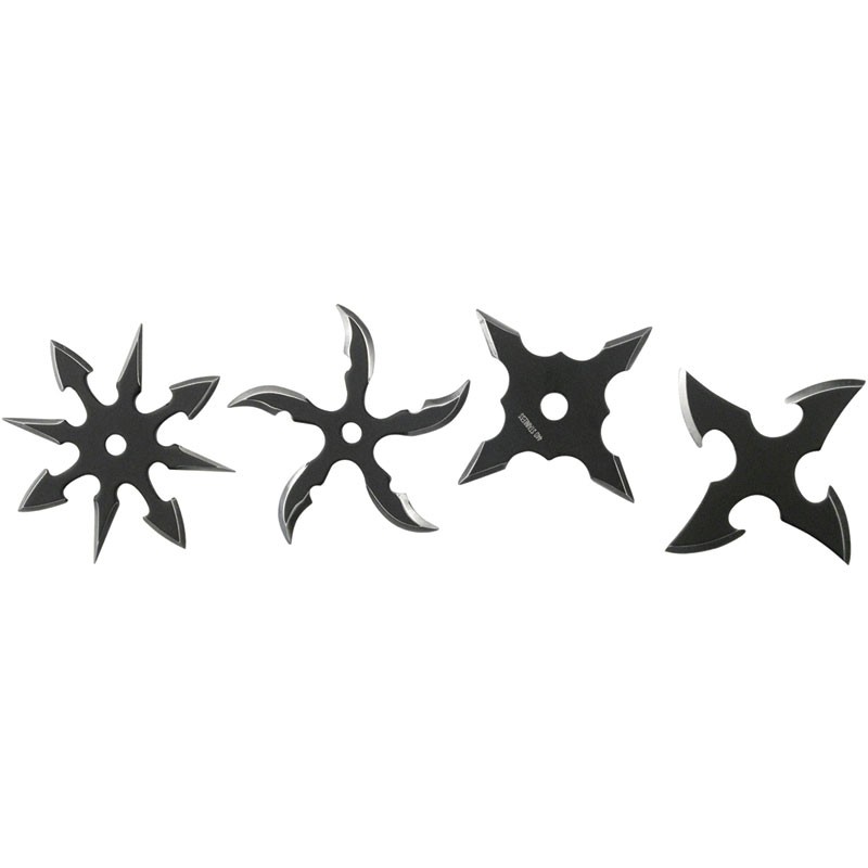 RC-1074B Four Piece Throwing Star Set  - Black