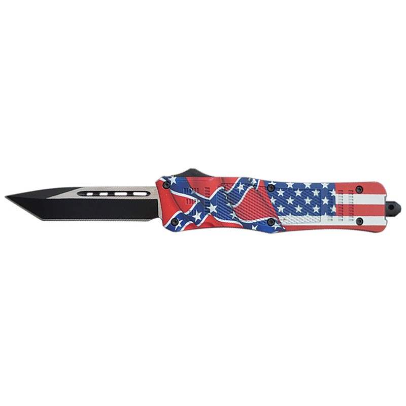 CSA/USA Flag OTF Knife with Tanto Blade - Large