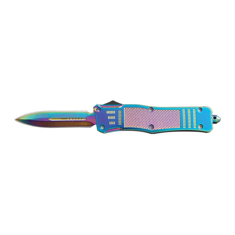 All Titanium Nitride Coated OTF Knife - Medium Double Edge