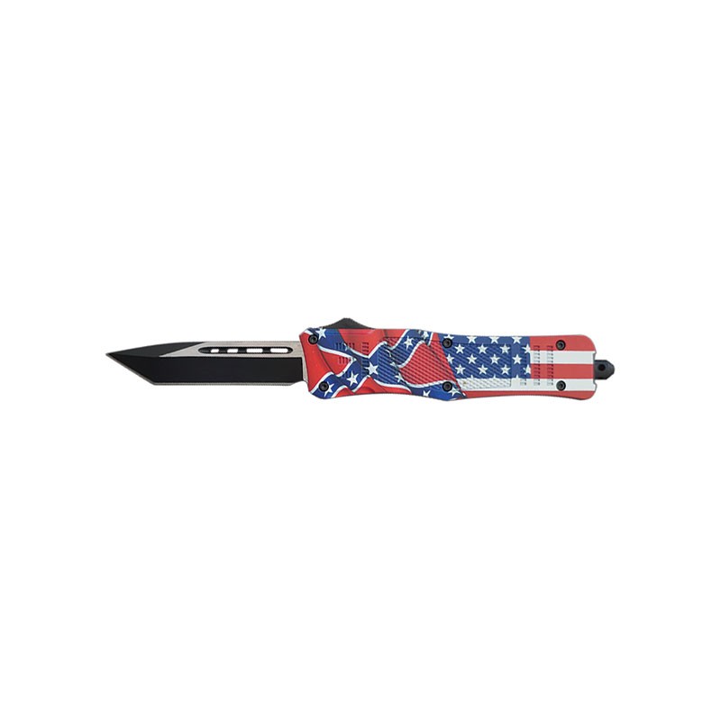 CSA/USA Flag OTF Knife with Tanto Blade - Covert