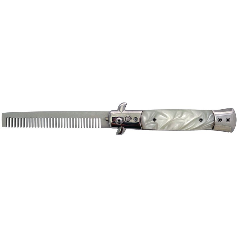 The Milano Elegance - White Comb Switchblade