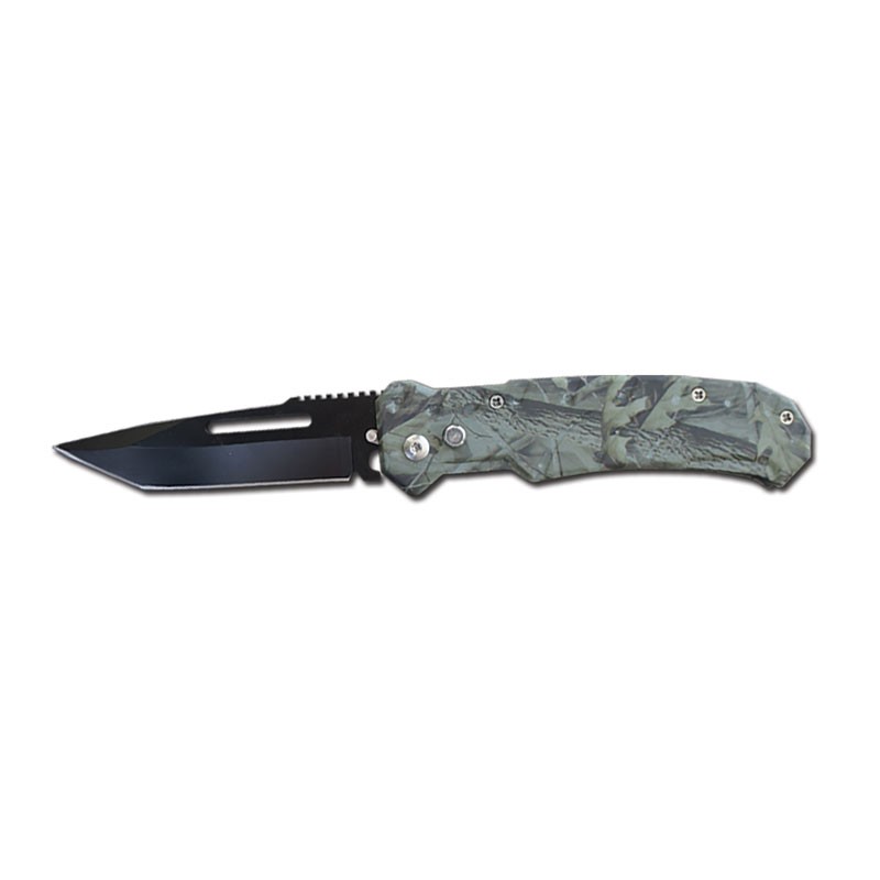 Tanto Blade Automatic Knife with Real Leaf Camo Handle