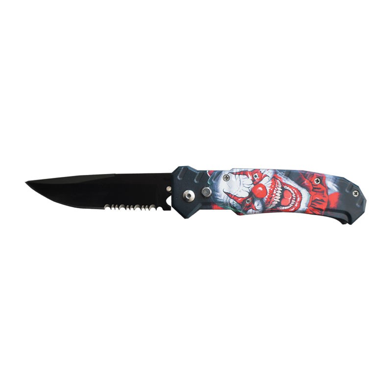 Clip Point Blade Automatic Knife with Joker Design Handle