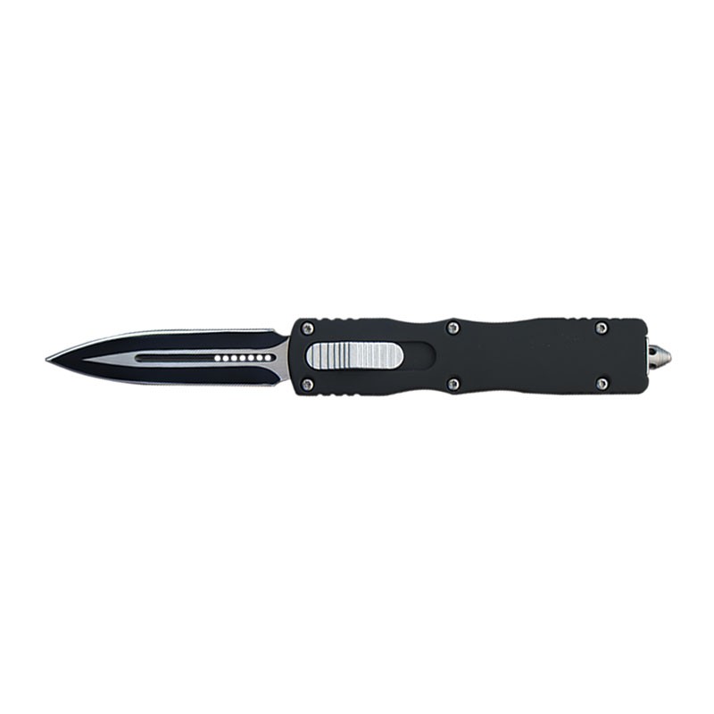 Front Switch OTF Knife - Black with Two-Tone Blade