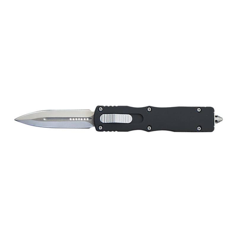 Front Switch OTF Knife - Black with Silver Blade
