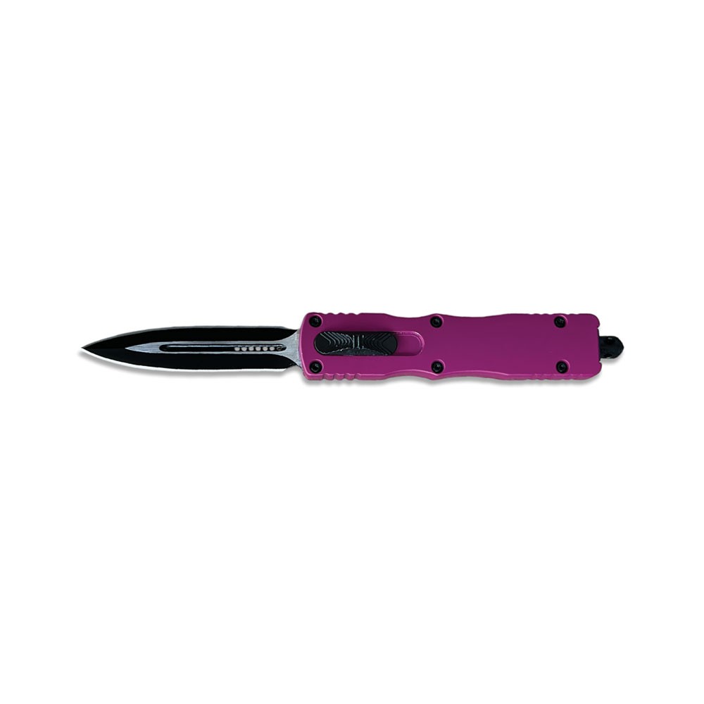 Purple Front-Switch Mini OTF Knife - EasyGrip Anodized EDC with Sheath