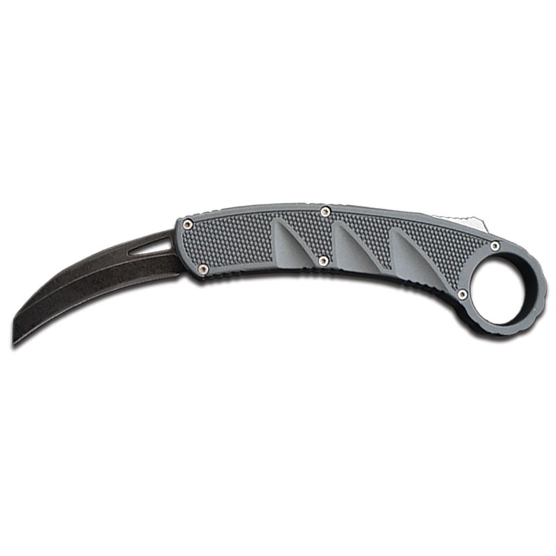 ArchAngel with Rubberized Grip - Out-the-Bottom Karambit Style Switchblade - Gray