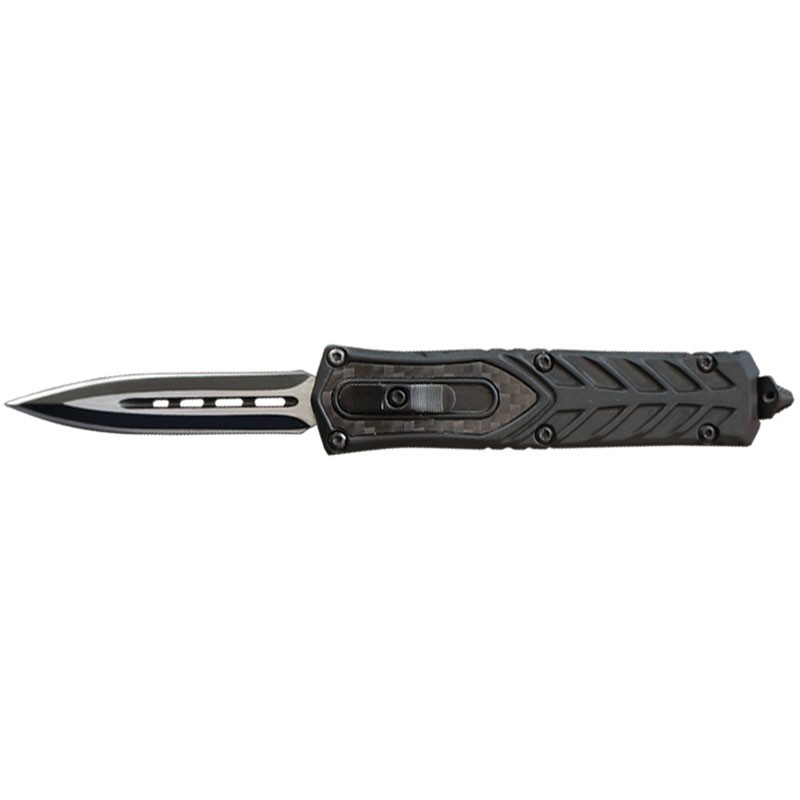 Upgraded Starship Invader OTF Knife -  USA Carbon Fiber Insert - Double Edge