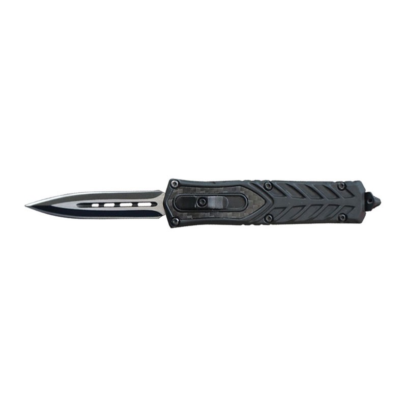 Upgraded Covert Starship Invader OTF Knife -  USA Carbon Fiber Insert - Double Edge