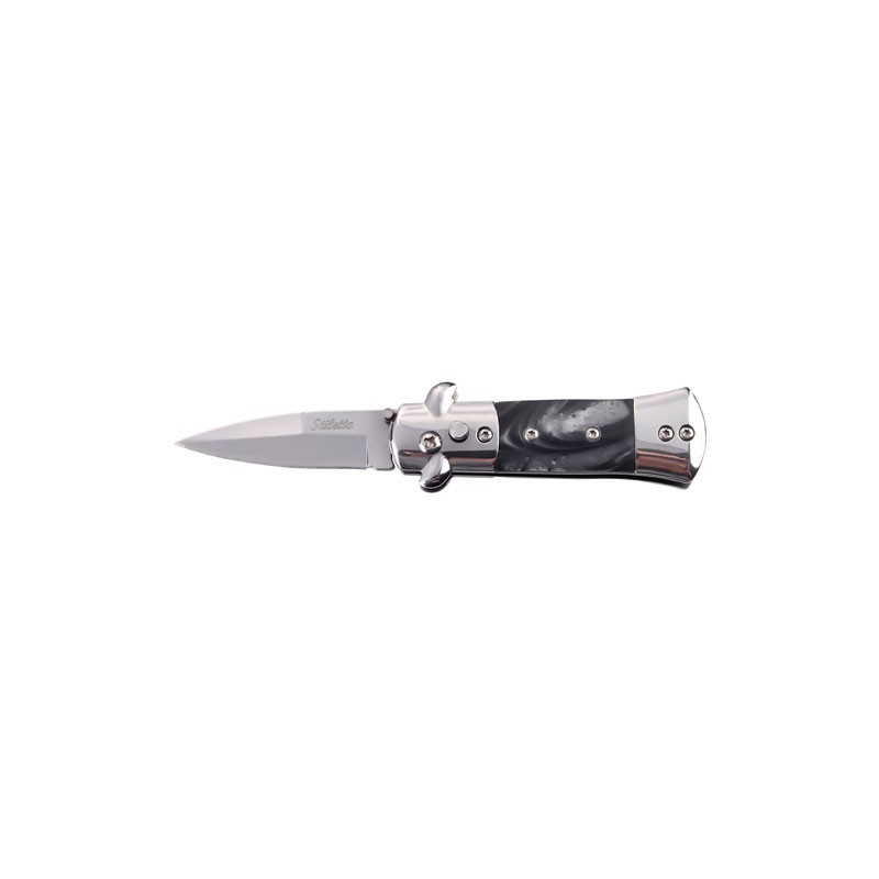 Mini Milano Stiletto Switchblade Automatic Knife - Black Marble