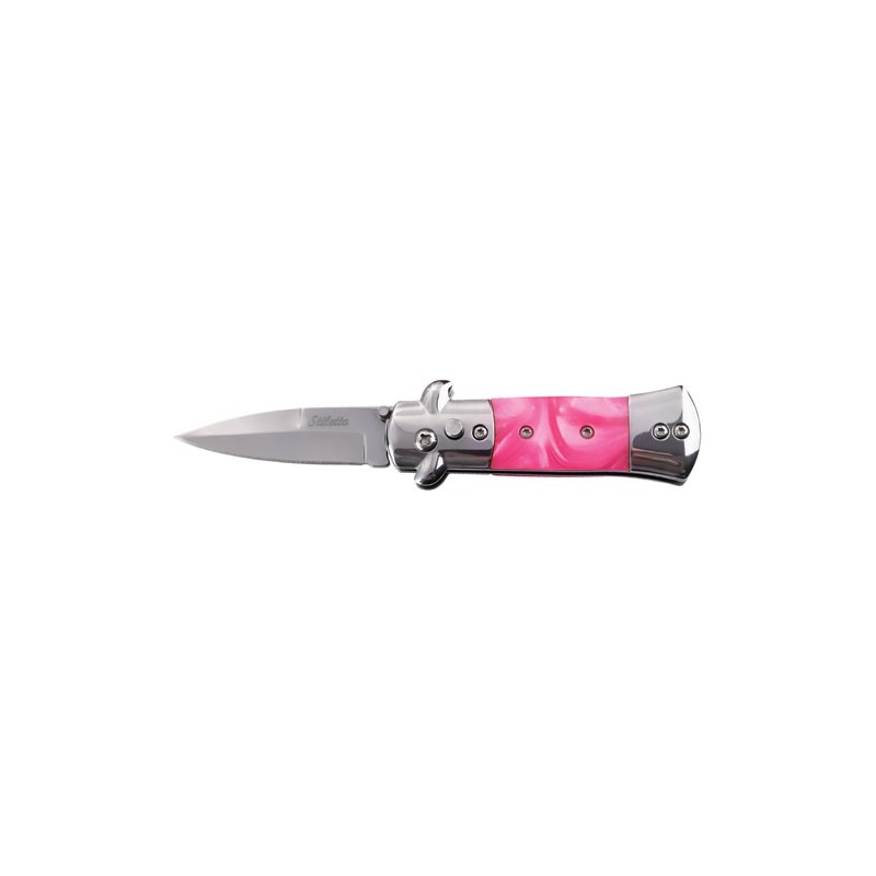 Mini Milano Stiletto Switchblade Automatic Knife - Pink Marble
