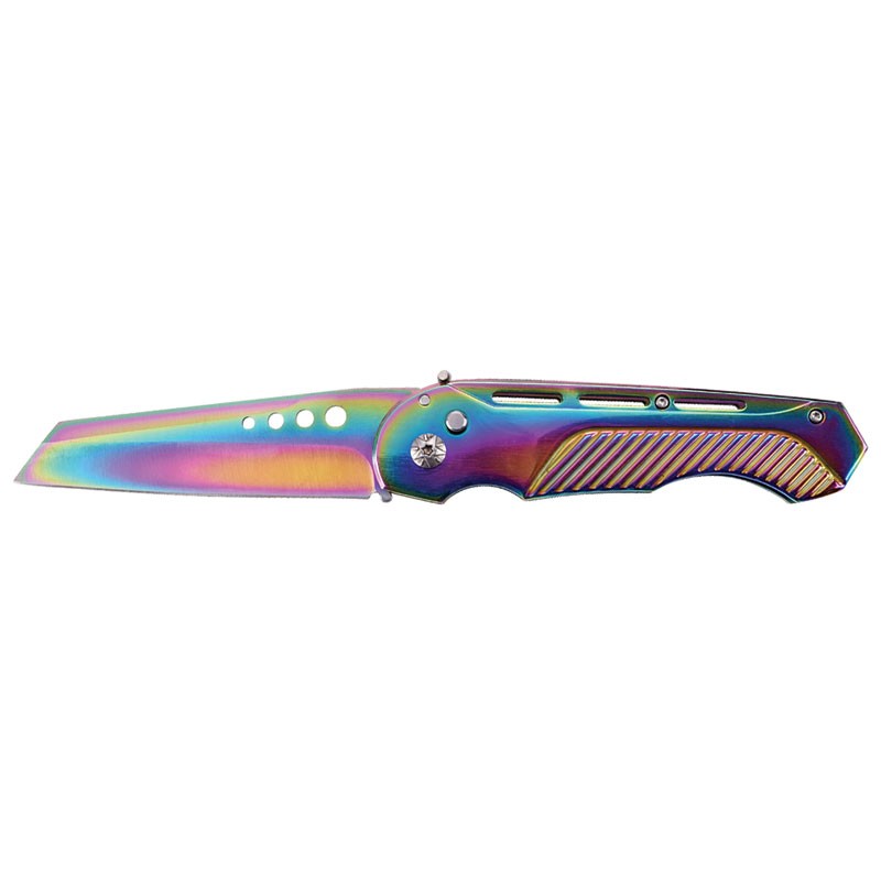 Wharncliffe Blade Automatic Knife - Rainbow