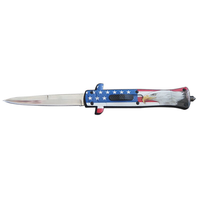 Eagle and USA Flag Design ABS Handle OTF Knife