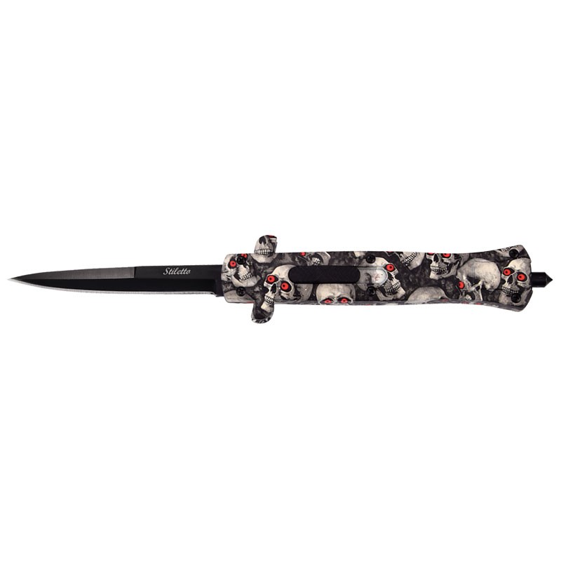 Gray Skull Design ABS Handle OTF Knife