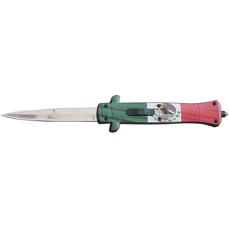 Mexican Flag Design ABS Handle OTF Knife