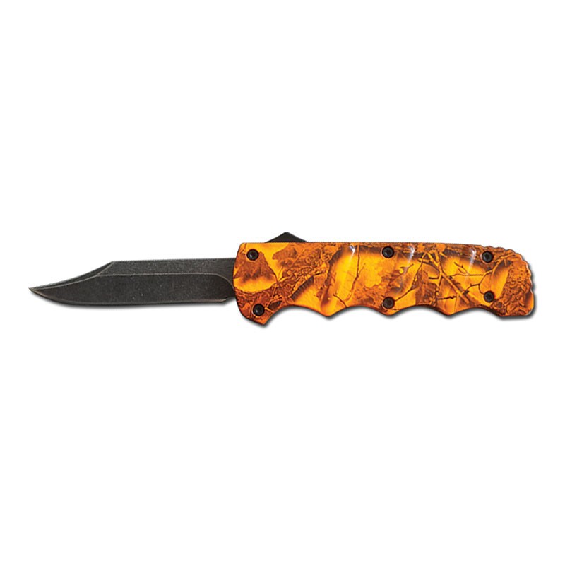 Bowie Blade OTF Knife - Orange Leaf Camo