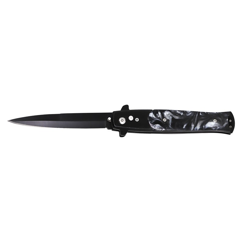 Elegant Black Marble Stiletto Automatic Knife