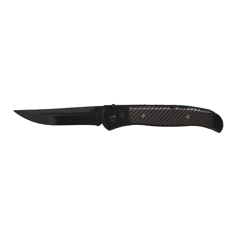 Gentlemen's Style Automatic Knife with Carbon Fiber Print Handle - Black