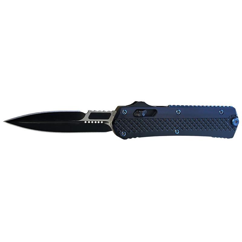 Stealth Dagger Elite OTF Automatic Knife - Blue Rivets and Clip