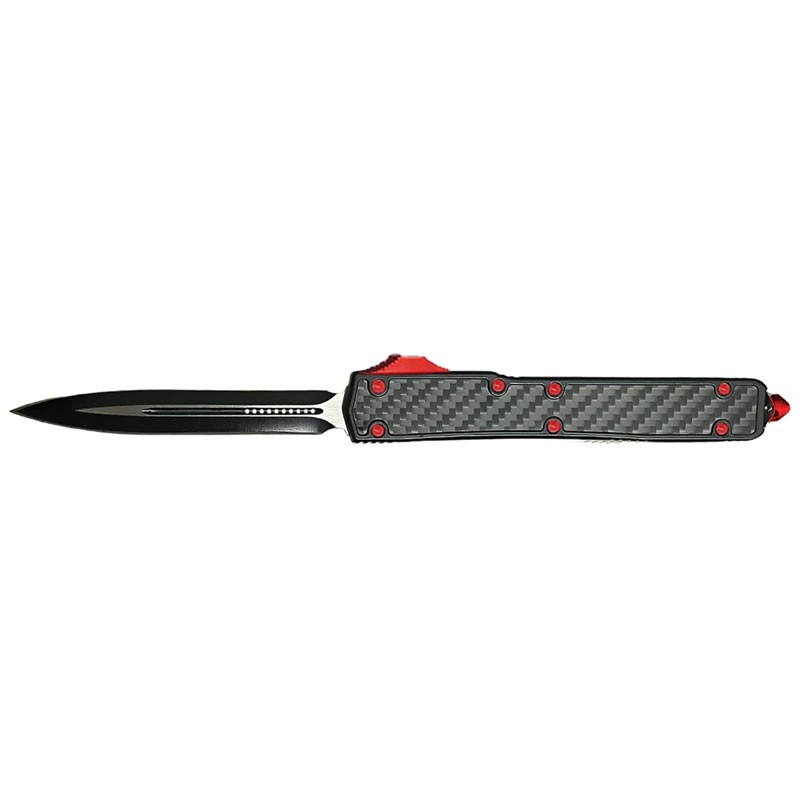 Carbon Precision XL OTF Automatic Knife - Black with Red Accents