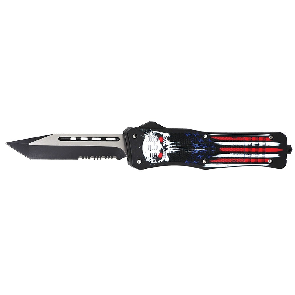 Punisher OTF Automatic Knife - American Pride Meets Tactical Power