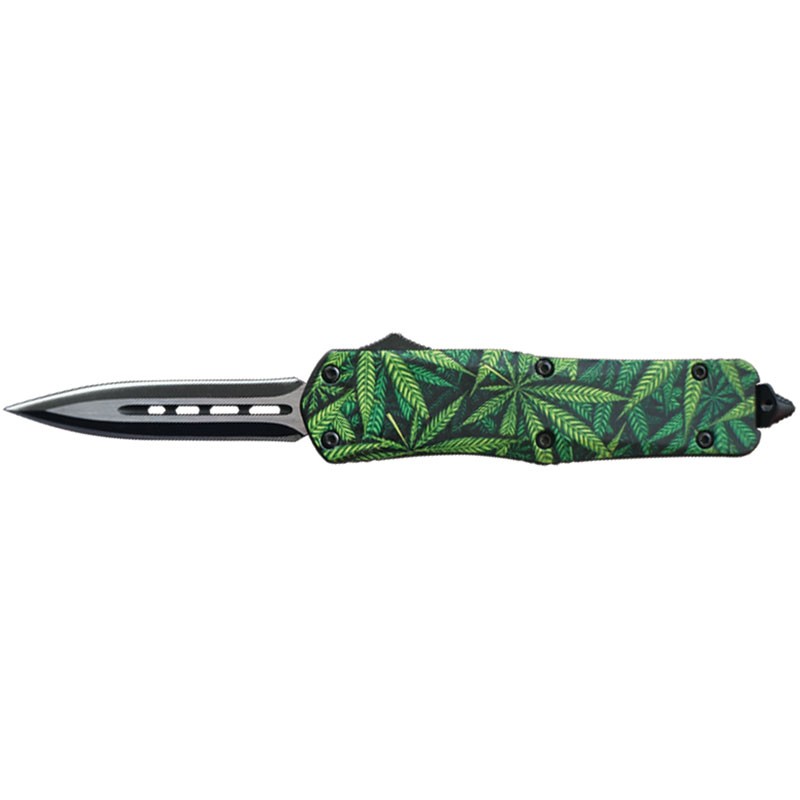 Full Size Marijuana Leaf Design OTF Knife