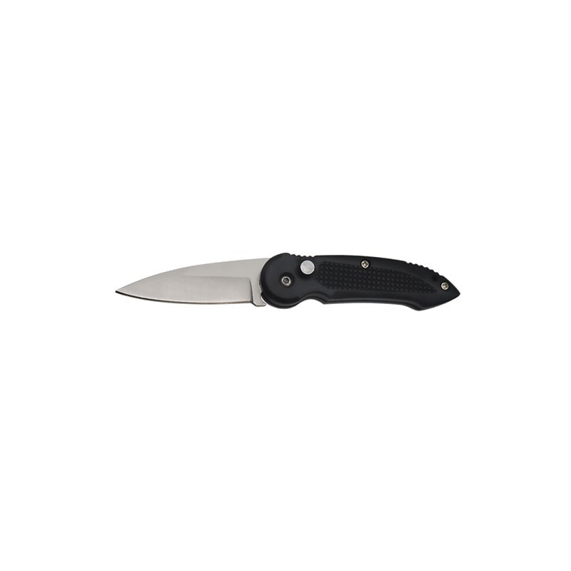 ABS Handle Automatic Knife with Plastic Sheath - Black with Silver Blade