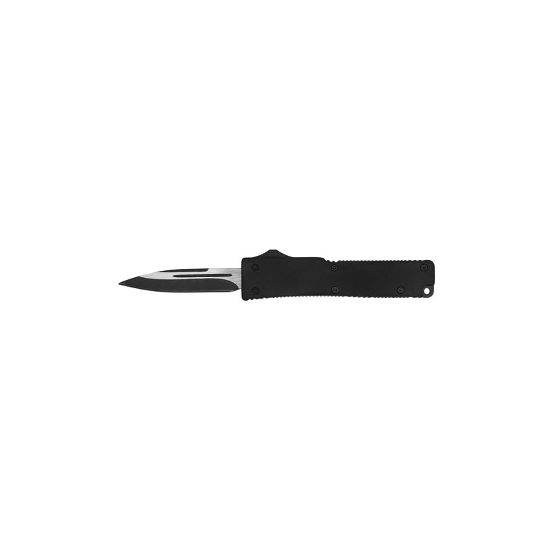 Mini OTF Knife with Rubberized Handle - Black