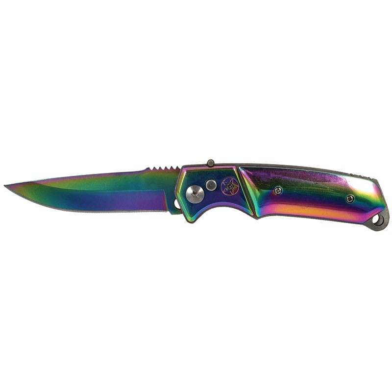 Tinite Coated Automatic Knife with Rounded Handle