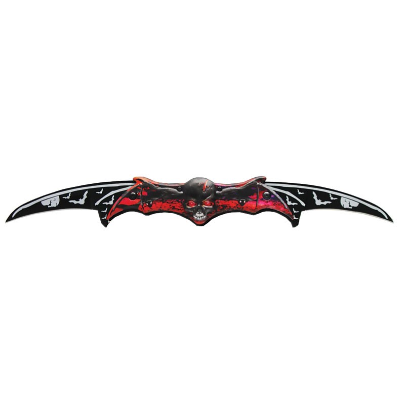 Skull Aviator Dual-Blade Quickdraw Knife - Black and Red