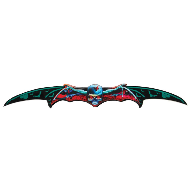 Skull Aviator Dual-Blade Quickdraw Knife - Blue and Red