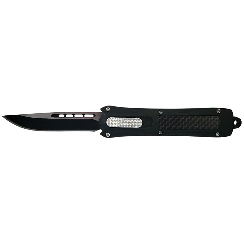 Compact Out the Front Knife with Carbon Fiber Insets - Clip Point Plain Edge