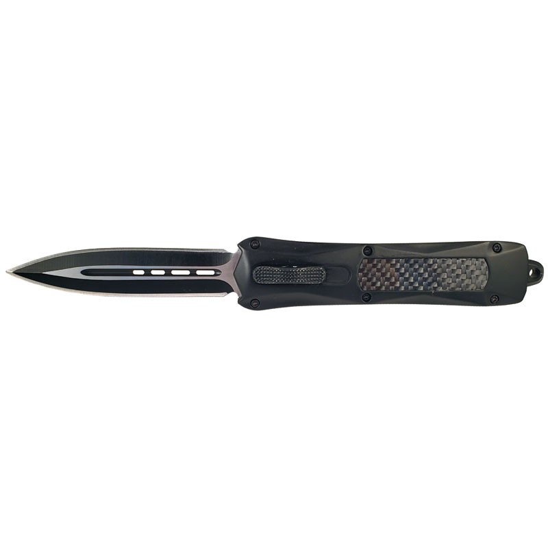 Full Size Out the Front Knife with Carbon Fiber Inlay - Double Edge