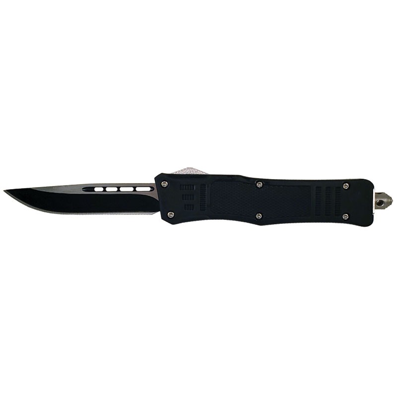Covert Rubberized Handle OTF Knife - Clip Point Plain Edge