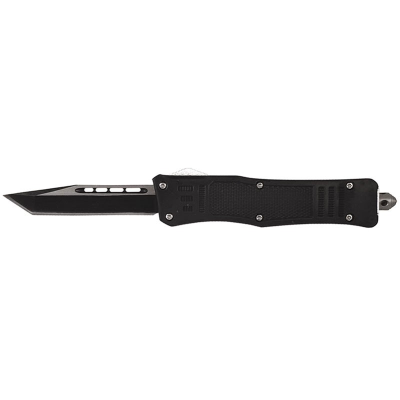 Covert Rubberized Handle OTF Knife - Tanto Point Plain Edge
