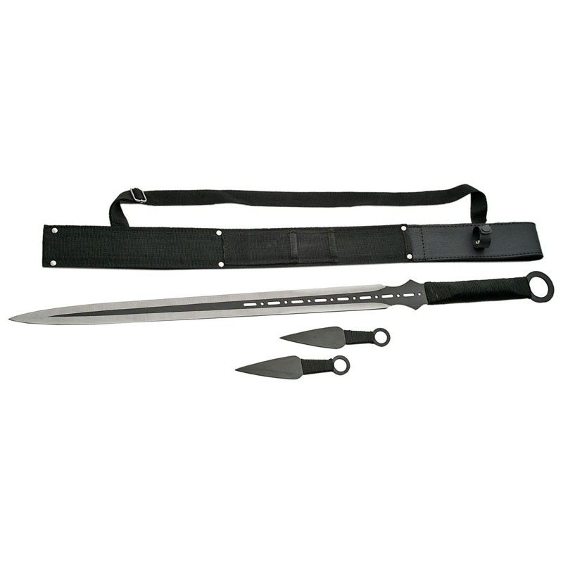 28" Ninja Sword with 2 Piece Throwing Knife Set