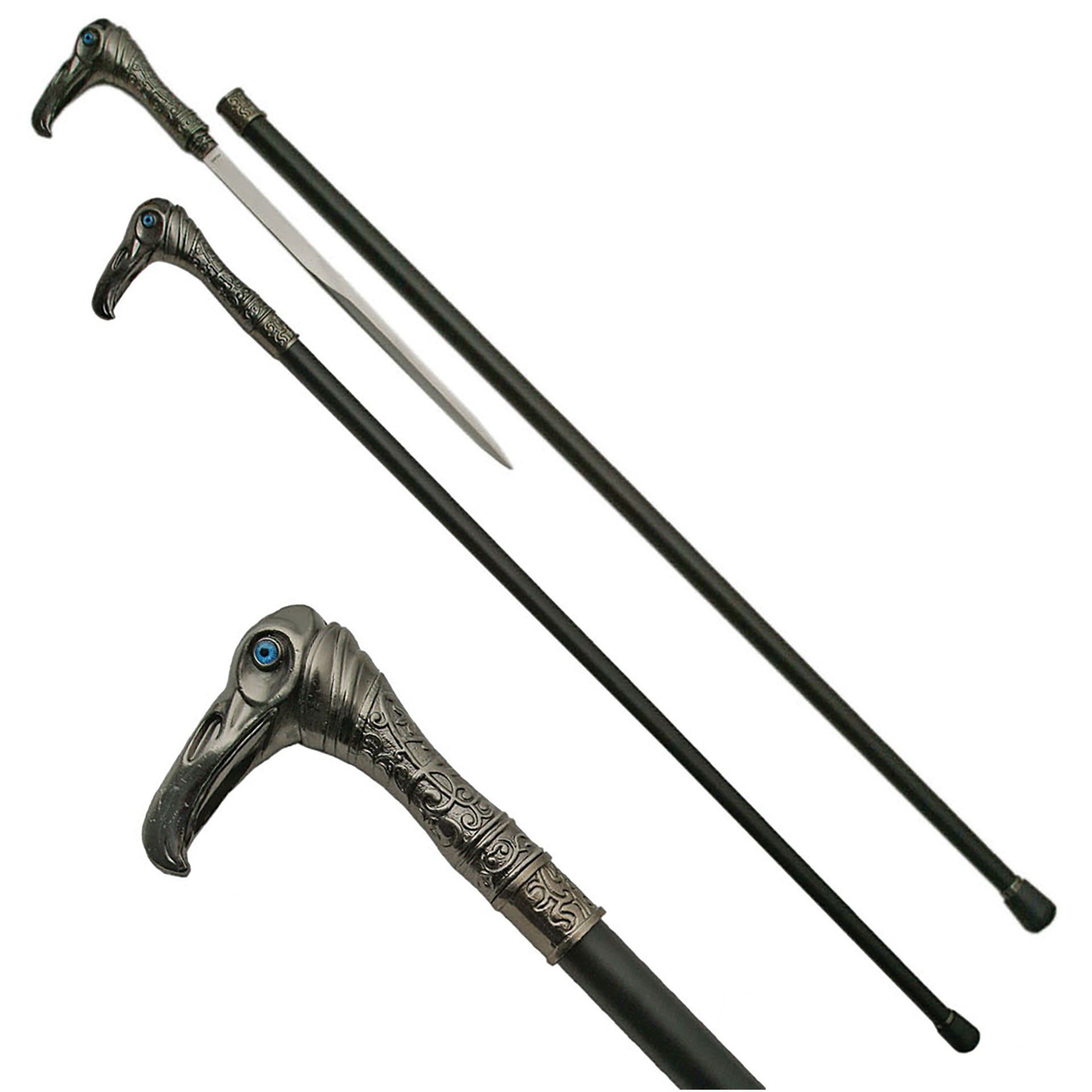Vulture's Gaze Quick-Draw Sword Cane - Midnight Black