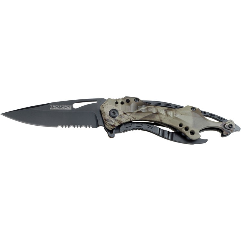 Aluminum Handle Assisted Knife with Bottle Opener - Camo
