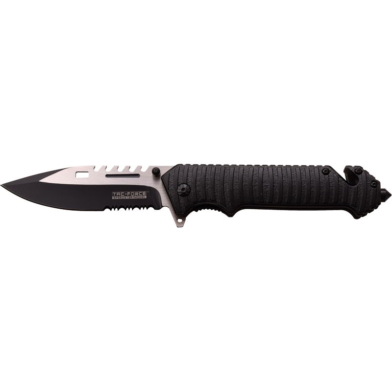 Tac-Force Spring Assisted Knife - TF916BK - Saw Back Blade Black Handle