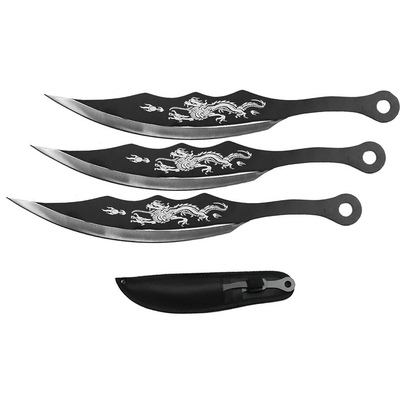 10" 3 Piece Dragon Throwing Knife Set