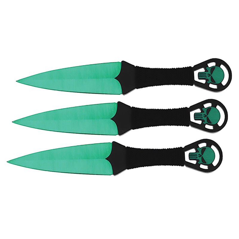 Punisher 3 Piece Throwing Knife Set - Green