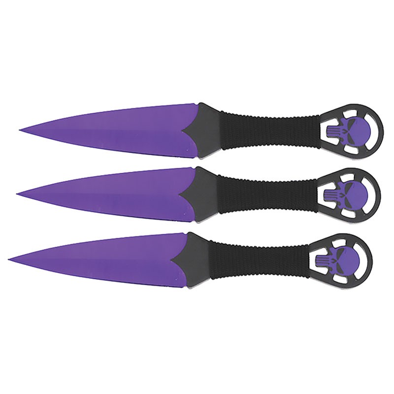 Punisher 3 Piece Throwing Knife Set - Purple